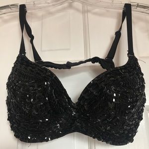 Black Sequin Rave Bra Size Small